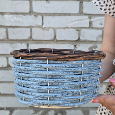 10 штук. Плетёная корзинка Д18 "Маленькая синяя"